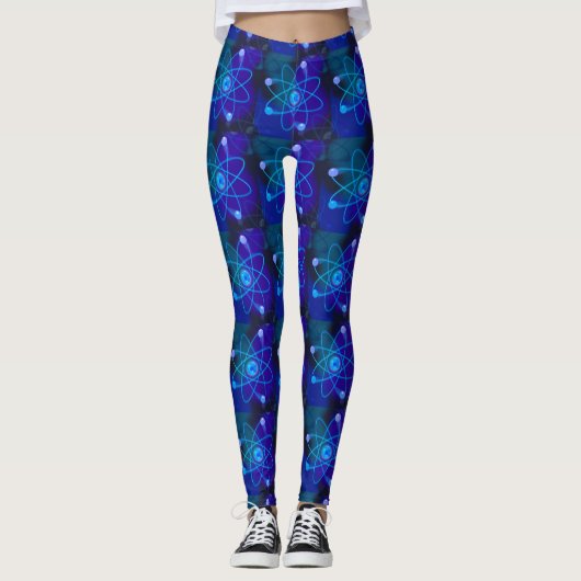 Blauwe atomaire structuur wetenschap leggings (Voorkant)