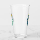 Blauwe atoomboemerangs Mid Century Modern Glas (Rechts)