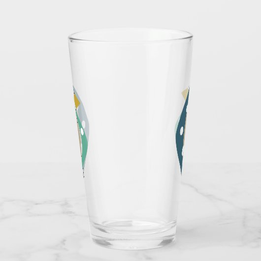 Blauwe atoomboemerangs Mid Century Modern Glas (Rechts)