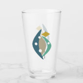 Blauwe atoomboemerangs Mid Century Modern Glas (Voorkant)