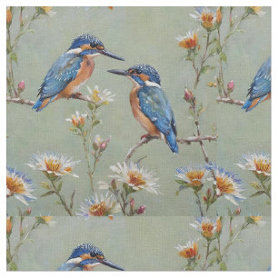 Blauwe Australische ijsvogels en eucalyptusbloem, Stof
