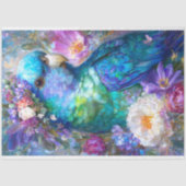 Blauwe Australische papegaai met Floral Crown Deco Tissuepapier (Voorkant)