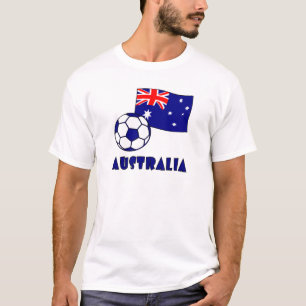 Blauwe Australische voetbal en vlag T-shirt