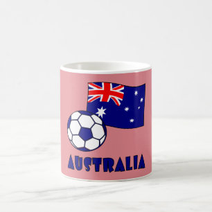 Blauwe Australische Voetbal Vlag Roze Achtergrond Koffiemok