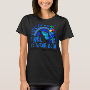Blauwe Autisme Bewustzijn Vlinder Autisme Regenboo T-shirt