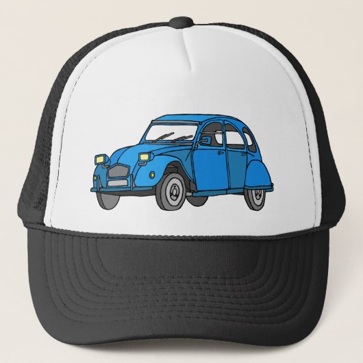 Blauwe auto (2CV) Trucker Pet (Voorkant)