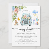 Blauwe auto | Aandrijving per Baby shower (Voorkant)