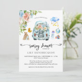 Blauwe auto | Aandrijving per Baby shower (Staand voorkant)