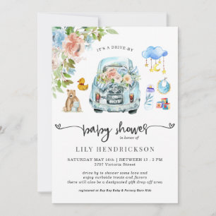Blauwe auto Aandrijving per Baby shower