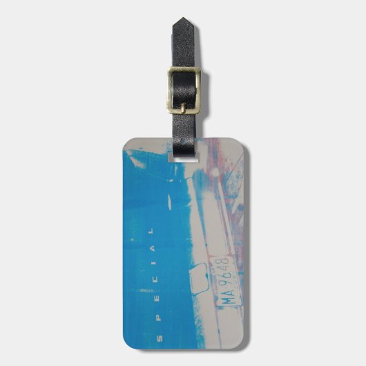 Blauwe auto bagagelabel (Voorkant verticaal)