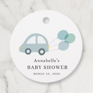 Blauwe Auto Ballonnen Witte Jongen Baby shower Bedankjes Labels