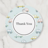 Blauwe Auto Ballonnen Witte Jongen Baby shower Bedankjes Labels (Achterkant)