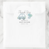 Blauwe Auto Ballonnen Witte Jongen Baby shower Ronde Sticker (Tas)