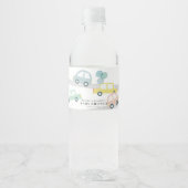Blauwe Auto Ballonnen Witte Jongen Baby shower Waterfles Etiket (Voorkant)