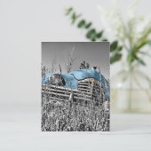 blauwe auto briefkaart (Staand voorkant)