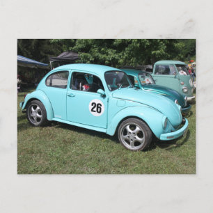 Blauwe auto briefkaart