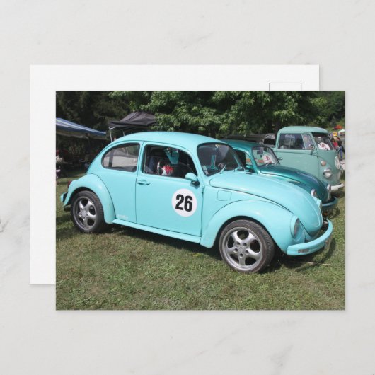 Blauwe auto briefkaart (Voorkant / Achterkant)