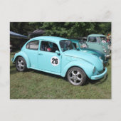 Blauwe auto briefkaart (Voorkant)