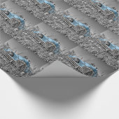 blauwe auto cadeaupapier (Hoek)