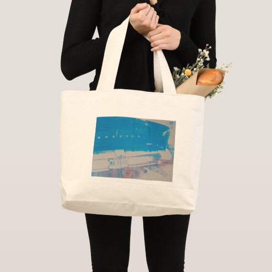 Blauwe auto grote tote bag (Voorkant (product))