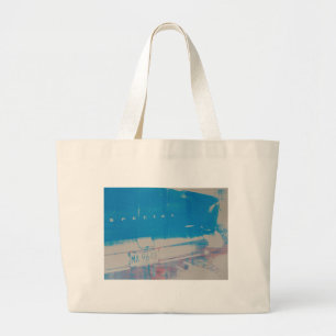 Blauwe auto grote tote bag
