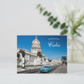 Blauwe auto in Havana Cuba Briefkaart (Staand voorkant)