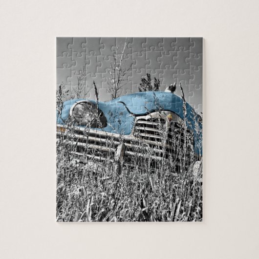  blauwe auto legpuzzel (Verticaal)