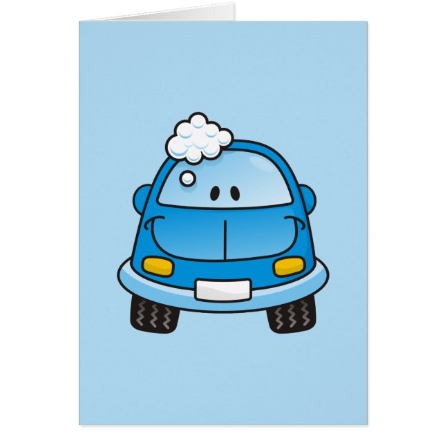 Blauwe auto met bellen (Voorkant)