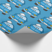 Blauwe auto met bellen cadeaupapier (Hoek)