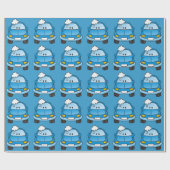 Blauwe auto met bellen cadeaupapier (Vlak)