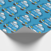 Blauwe auto met bellen cadeaupapier (Hoek)