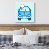 Blauwe auto met bellen canvas afdruk (Insitu (Slaapkamer))