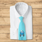 Blauwe auto met bellen das