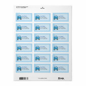 Blauwe auto met bellen etiket (Full Sheet)