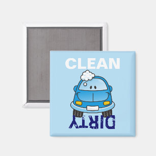 Blauwe auto met bellen magneet