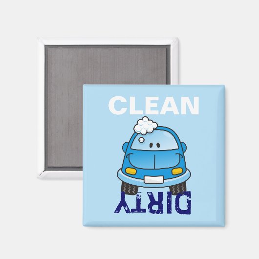 Blauwe auto met bellen magneet (Voorkant / Achterkant)
