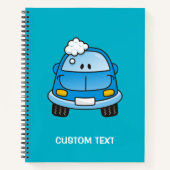 Blauwe auto met bellen notitieboek (Voorkant)