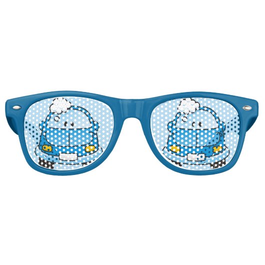 Blauwe auto met bellen retro zonnebril (Voorkant)