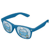 Blauwe auto met bellen retro zonnebril (Gekanteld)