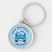 Blauwe auto met bellen sleutelhanger (Voorkant)