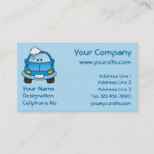 Blauwe auto met bellen visitekaartje (Voorkant)