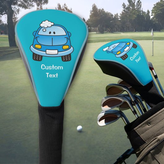 Blauwe auto met belletjes golfheadcover