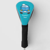 Blauwe auto met belletjes golfheadcover (Voorkant)