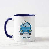 Blauwe auto met belletjes mok (Links)