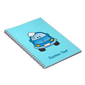 Blauwe auto met belletjes notitieboek (Rechterzijde)