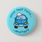 Blauwe auto met belletjes Pinback-Button Ronde Button 5,7 Cm (Voorkant)