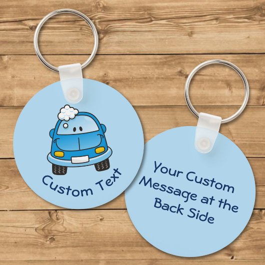 Blauwe auto met belletjes Sleutelhanger