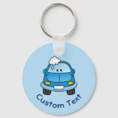 Blauwe auto met belletjes Sleutelhanger (Voorkant)