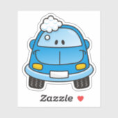 Blauwe auto met belletjes sticker (Vel)