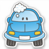 Blauwe auto met belletjes sticker (Voorkant)